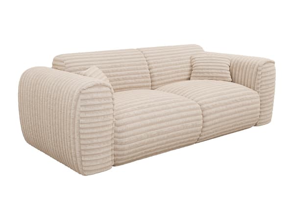 Vente-unique - 3-sitssoffa med bäddmadrass i beige manchester POGNIA