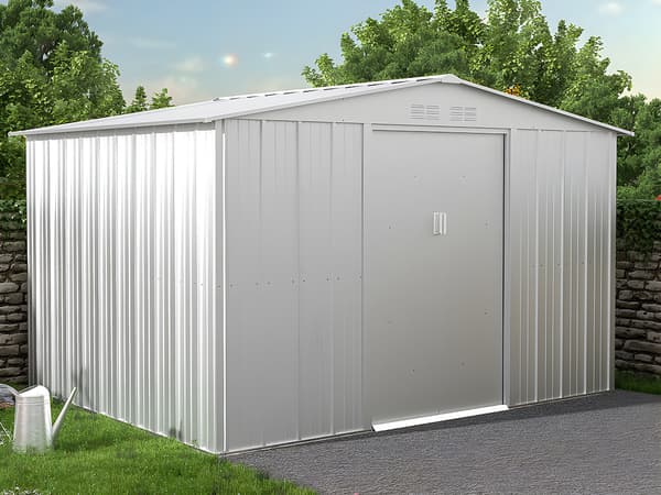 Vente-unique - Trädgårdsskjul i galvaniserad grå stål 7,82 m² LINUS