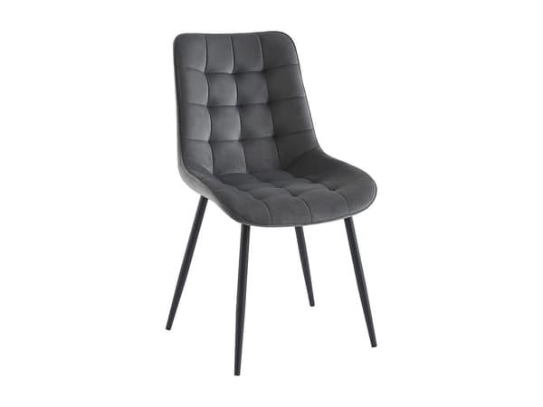 Vente-unique - Set med 2 vadderade stolar - Sammet och svart metall - Grå - OLLUA