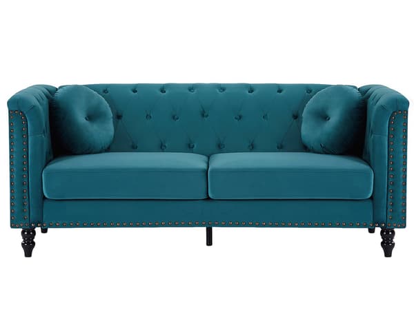 Vente-unique - 3-sits och 2-sits soffor i sammet - Petrolblå - TURNER