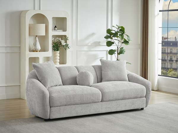 Vente-unique - 3-sits soffa i ljusgrått texturerat tyg NAFEKI