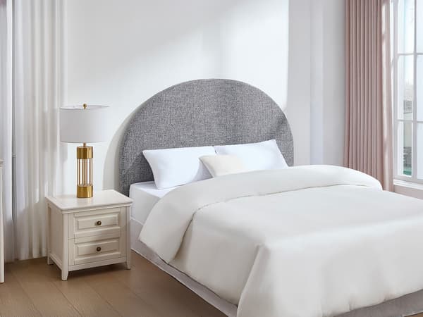Vente-unique - Sänggavel 140 cm - Texturerat tyg - Grå - PANIOTI