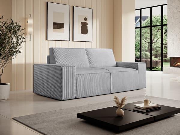 Vente-unique - 2-sits soffa i ljusgrå manchester AMELIA