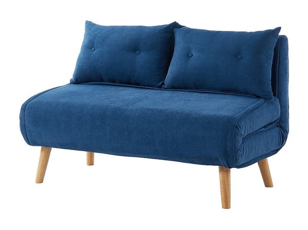 Vente-unique - 2-sitsig konvertibel soffa i blått tyg VALERIO