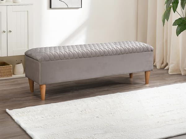 Vente-unique - Förvaringssittpall - Sammetsmaterial - Beige - DANIELE