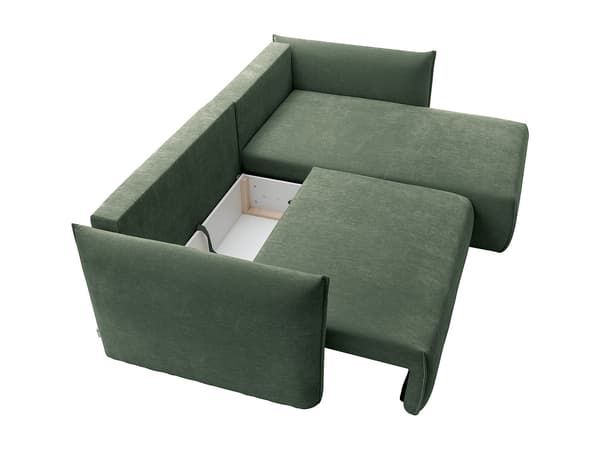 Vente-unique - Högervänd vinkelsoffa i grön texturerad tyg CARISU