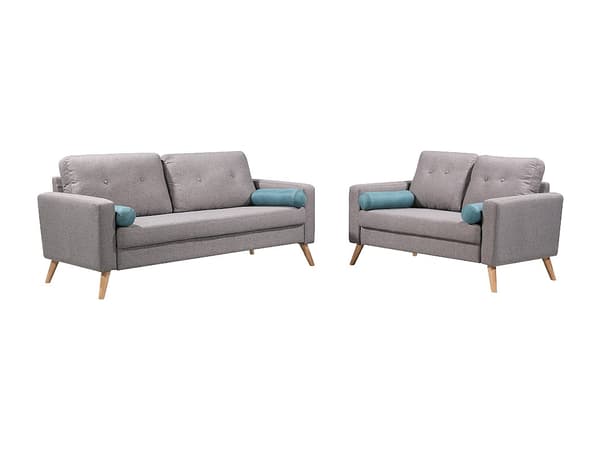 Vente-unique - Set med 3-sits soffa och 2-sits soffa TATUM i tyg - Gråmelerad