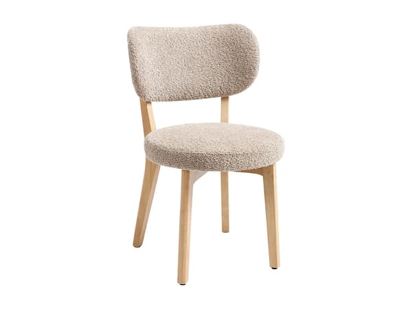 Vente-unique - Set med 2 stolar i bouclé-tyg och gummiträ - Taupe - TORIEL