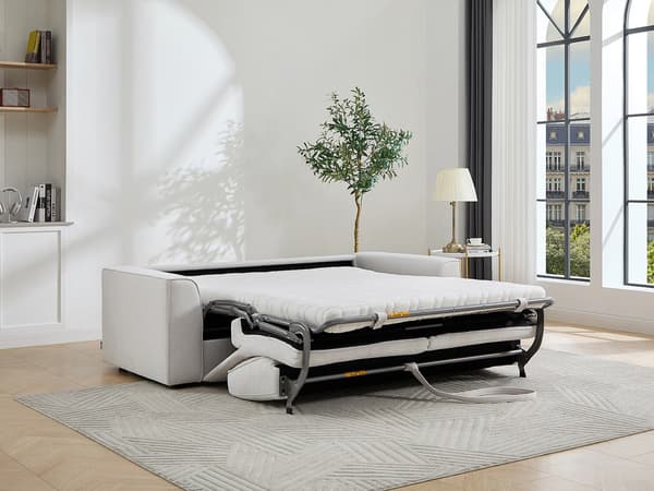 Vente-unique - 3-sits bäddsoffa snabbutfällbar i ljusgrått tyg MOTETO