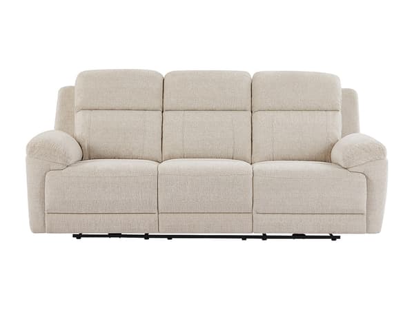 Vente-unique - Elektrisk 3-sits reclinersoffa beige melerat  tyg KELUNO