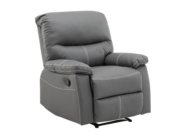 Vente-unique - Reclinerfåtölj i grå läderimitation CANBY