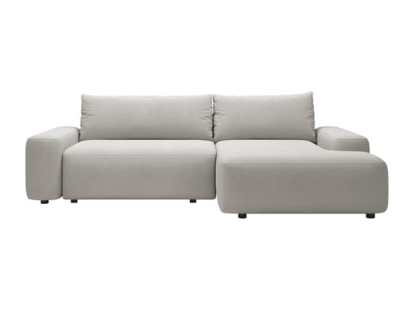 Vente-unique - Högervänd 3-sitssoffa med bäddsoffa i ljusgrått texturerat tyg DAVISO
