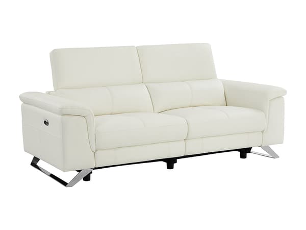 Vente-unique - 3-sits elektrisk reclinersoffa i vit kohudsläder BREYT II