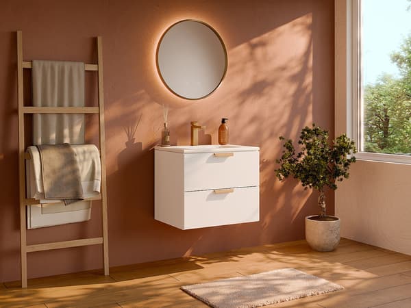 Vente-unique - Hängande underskåp för handfat – Vit – B60 cm – AVORELI