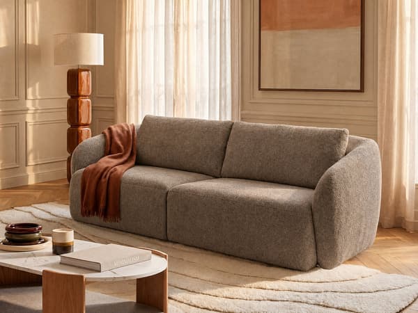 Vente-unique - 3-sitsig soffa i taupefärgat chenilletyg LIRUNO