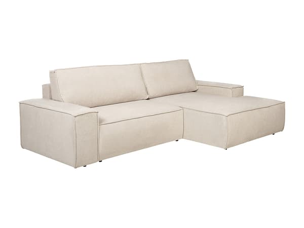 Vente-unique - Hörnbäddsoffa högerställd i beige texturerat tyg AMELIA