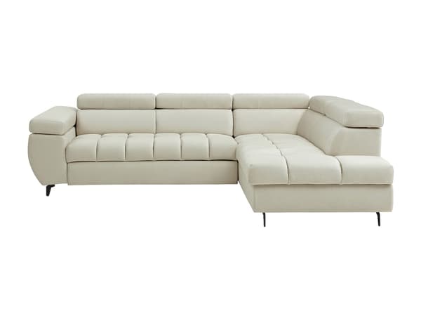Vente-unique - Högerställd bäddsoffa i beige sammet NIACATO
