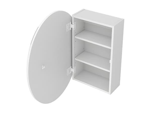 Vente-unique - Oval spegelväggskåp för badrum - Vitt - RURI