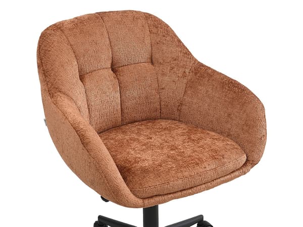 Vente-unique - Kontorsstol - Texturerat tyg - Terrakotta - Justerbar höjd - LASSANDRA
