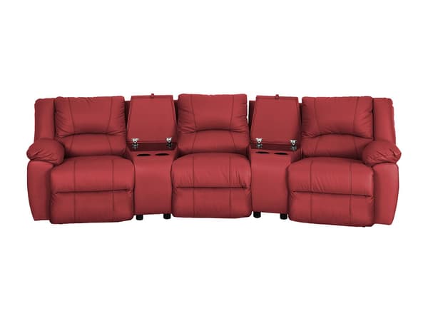Vente-unique - 3-sits reclinersoffa i röd läder AROMA