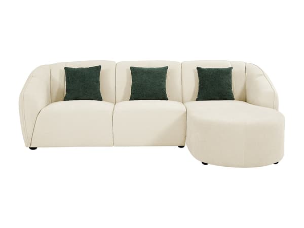 Vente-unique - Högervänd hörnsoffa i texturerat beige tyg NETOMIA