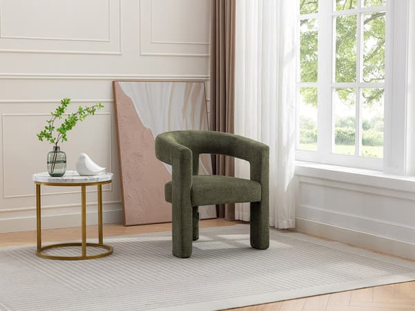 Vente-unique - Grön fåtölj texturerad textil FAVINA