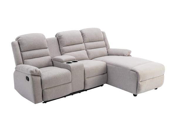 Vente-unique - Beige Högervänd reclinersoffa i tyg MACEDONIA