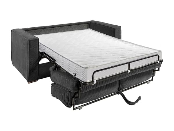 Vente-unique - 3-sits bäddsoffa express i manchester mörkgrå - Bäddmått 140 cm - Madrass 14 cm LORETO