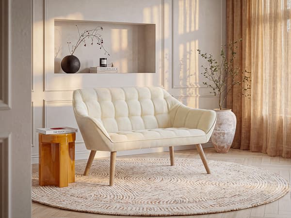 Vente-unique - 2-sits soffa i beige tyg CASERTA