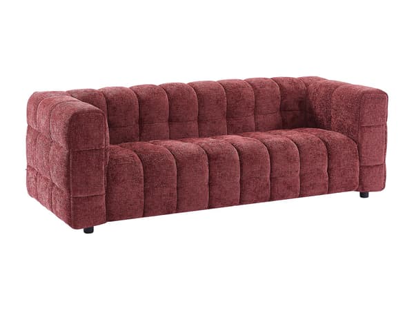 Vente-unique - 3-sitssoffa i texturerat vinrött tyg LERICI