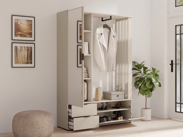 Vente-unique - Hallmöbel med förvaring och klädstång - Beige - CEDRELA