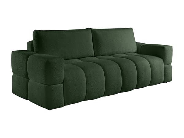 Vente-unique - ISSORO II 3-sits bäddsoffa i grönt bouclétyg