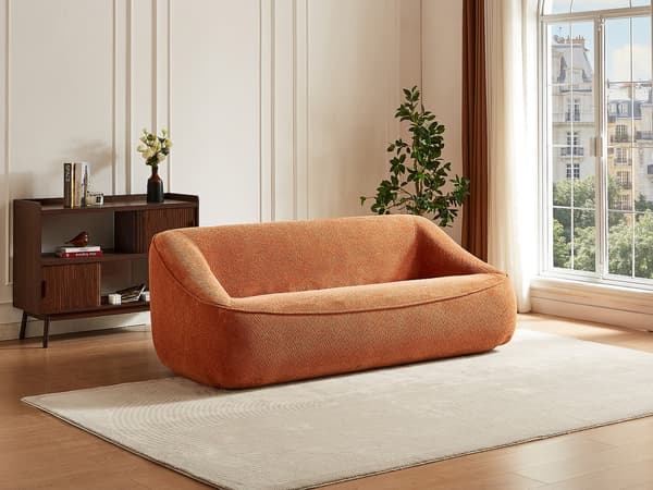 Vente-unique - 3-sits soffa i texturerat terrakottafärgat tyg KIREBA