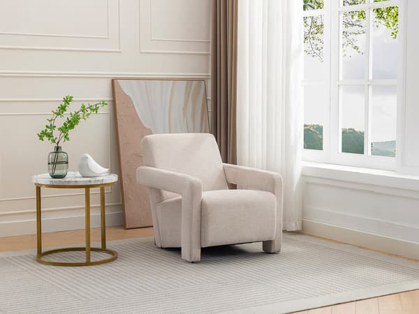Vente-unique - ISPARTA beige fåtölj i texturerat tyg