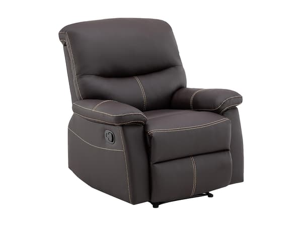 Vente-unique - Reclinerfåtölj i brun läderimitation CANBY