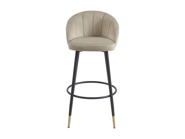 Vente-unique - Set med 2 barstolar i sammet och metall - Beige - ELIRAM