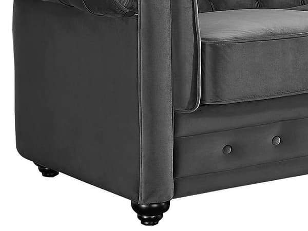 Vente-unique - 3-sitssoffa i mörkgrå sammet CHESTERFIELD