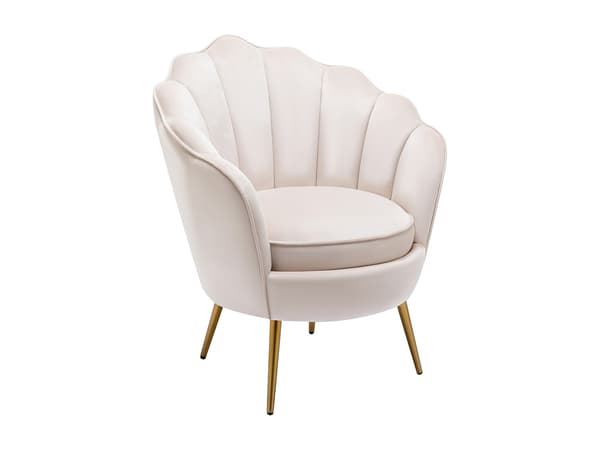 Vente-unique - LALEA snäckformad fåtölj i beige sammet