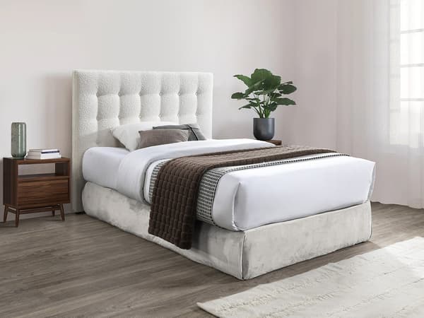 Vente-unique - Huvudgavel med vaddering 180 cm - Bouclé tyg - Vit - FRANCESCO