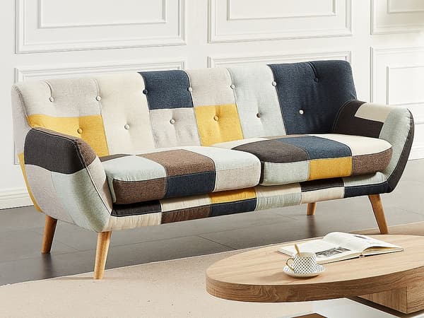 Vente-unique - SERTI II 3-sitssoffa i patchworktyg