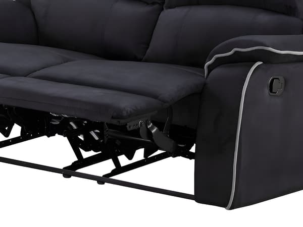 Vente-unique - 2-sits reclinersoffa i mikrofiber HERNANI - Svart