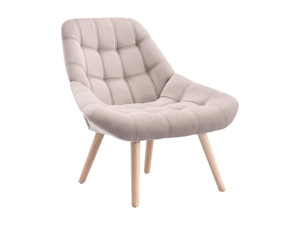 Vente-unique - Beige sammetsfåtölj LUOSTO