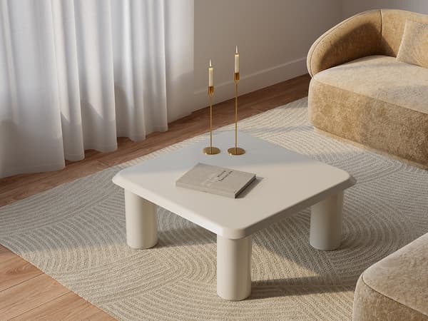 Vente-unique - Soffbord i metall - Crème - ZIDILA