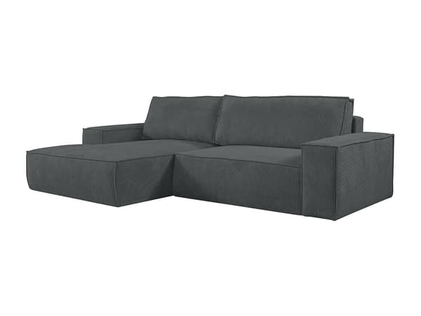 Vente-unique - Vänstervändvänd bäddsoffa i mörkgrå manchester AMELIA