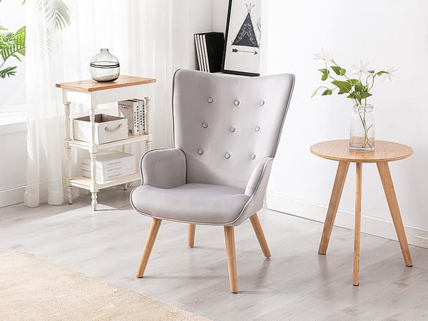 Vente-unique - Fåtölj i grå sammet VATELY