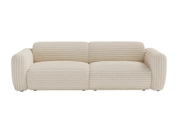 Vente-unique - Soffa 4 platser i sammet med grova ribbor - Beige POGNI