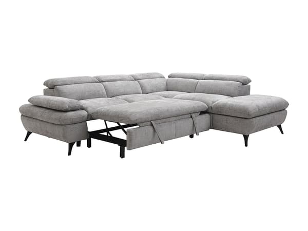 Vente-unique - Grå textilhörnbäddsoffa och Högervändhörn SURDELI