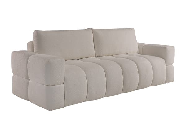 Vente-unique - 3-sits bäddsoffa i beige bouclétyg ISSORO II