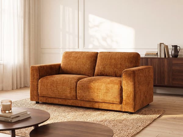 Vente-unique - Soffa 2 platser i texturerad terrakottafärgad tyg NETUSO