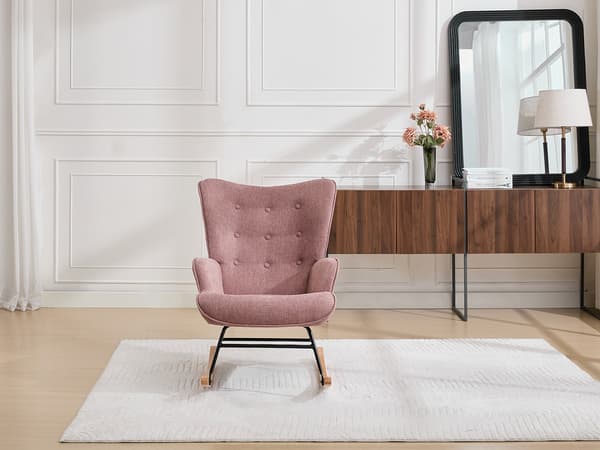 Vente-unique - Gungstol i melerat rosa tyg ELMINA